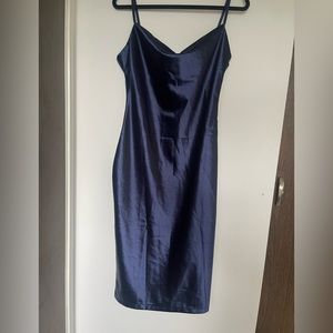 Navy Satin Midi dress